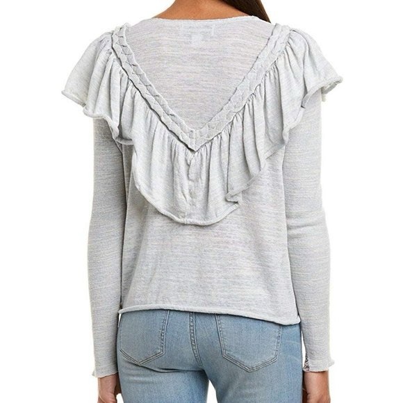 NWT Wildfox Light Blue Lais Ruffle Sweater Size Small Fits Oversized - Picture 2 of 9